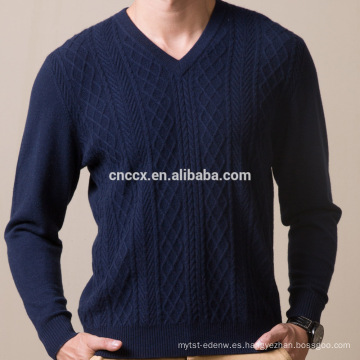 16STC8207 jersey de cachemira con cuello en v para hombres